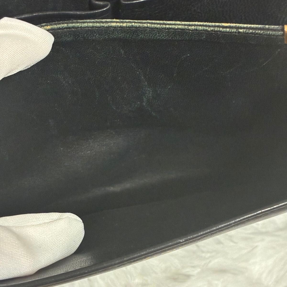 CELINE Black Leather Horse Carriage Buckle Shoulder Bag Gold Italy 22cm