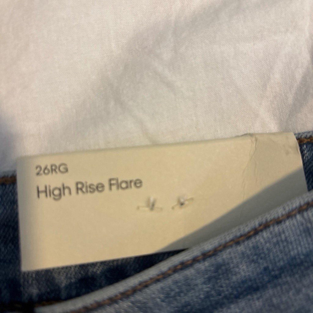 Calvin Klein Women’s Blue Denim High Rise Flared Jeans 5-Pocket Logo