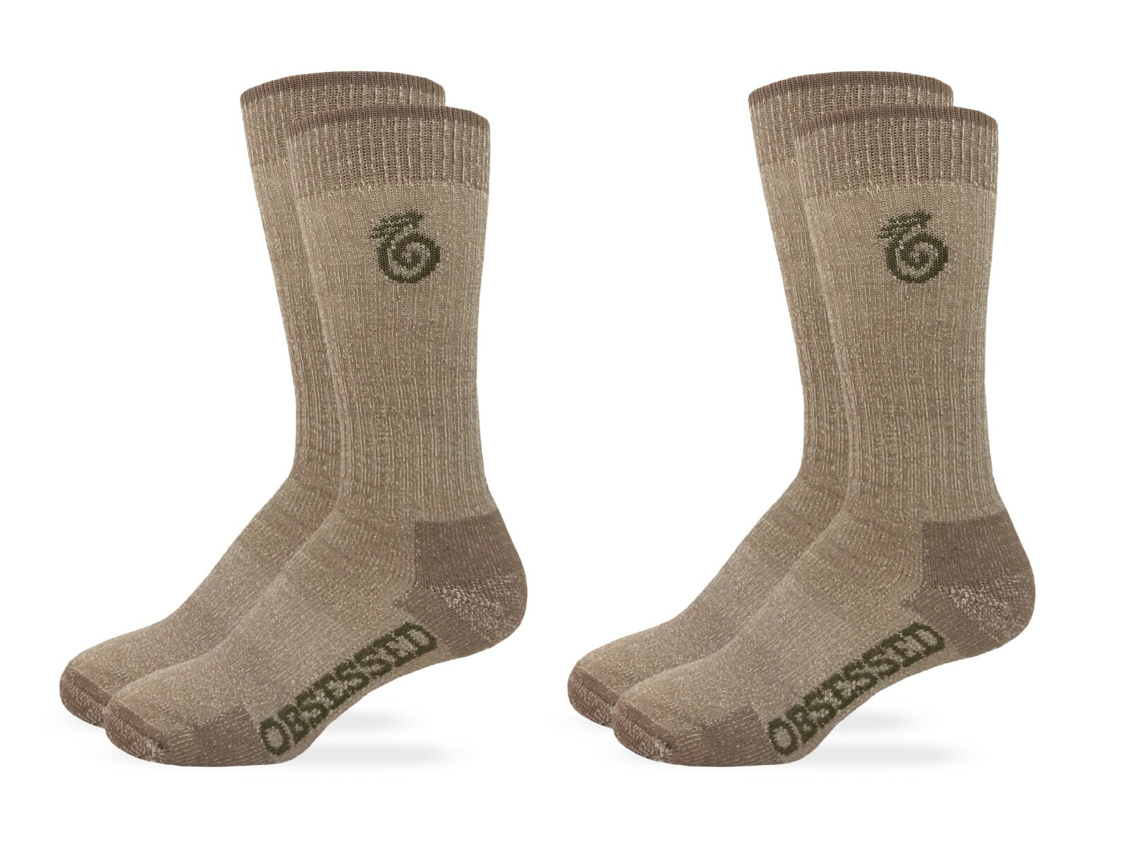 Outdoor Obsession Men’s 80% Merino Wool Crew Boot Socks 2 Pair Pack
