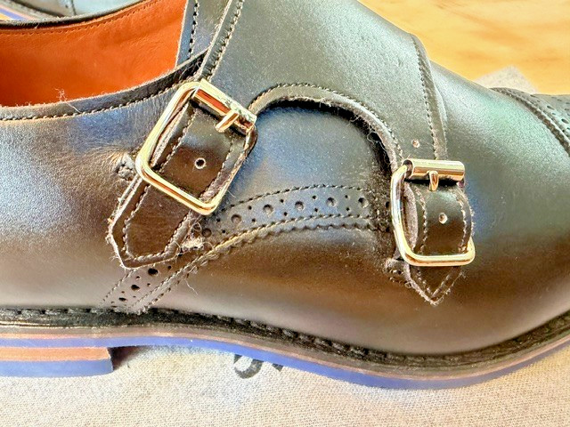 Allen Edmonds St. Johns Double Monk Strap – Black w/Blue Dianite Sole