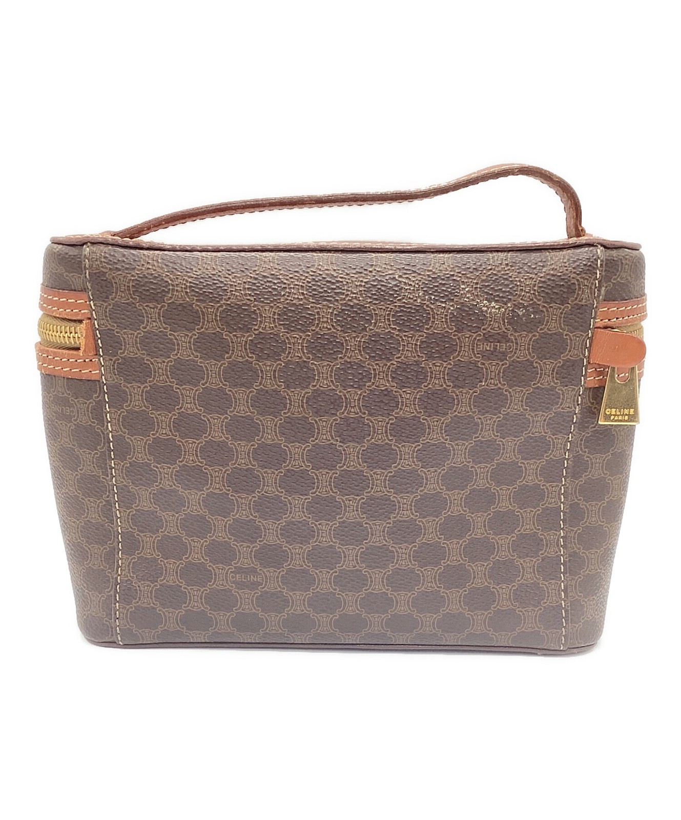 CELINE Vanity Bag Macadam Pattern Handbag Brown All-Over Print MC96 Women’s Auth