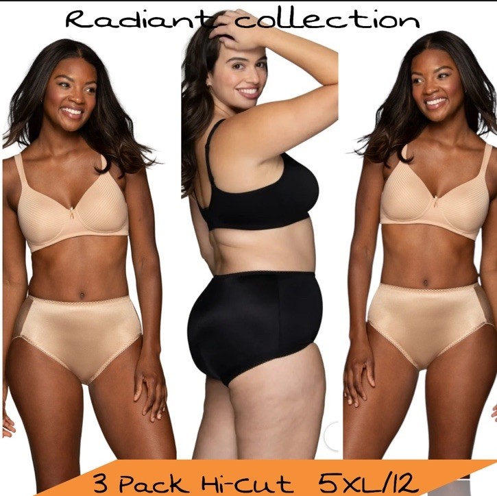NEW Vanity Fair Radiant Collection Light Control Undershapers 3 Pack Hi-Cut 5XL
