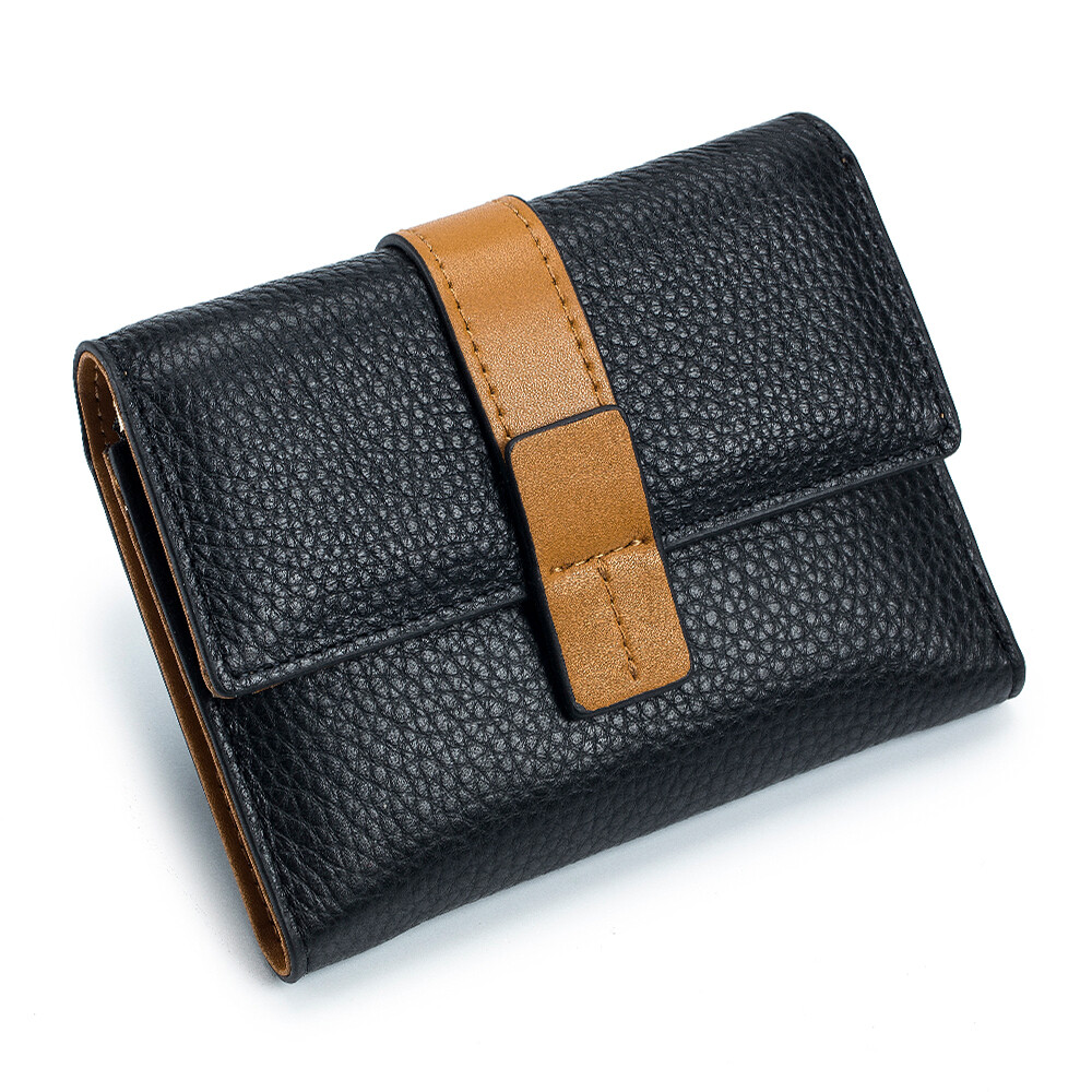 Women Trifold RFID Blocking Leather Clutch Wallet Hasp Card Holder Mini Handbag
