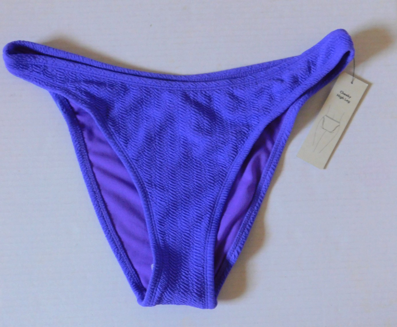 Womens Medium 8 10 Purple Swimsuit Swim Bottoms Bikini Cheeky High Leg