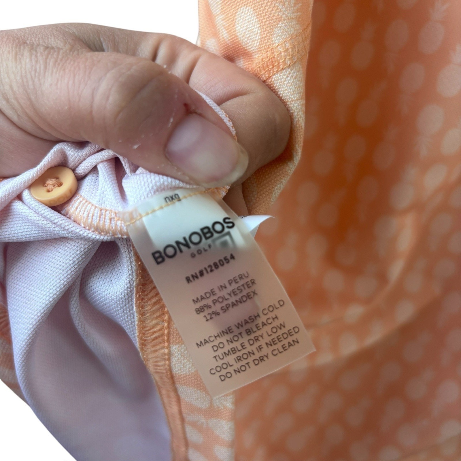 Bonobos Golf Polo Shirt Mens Orange Pineapple Print Collar Standard Fit XL