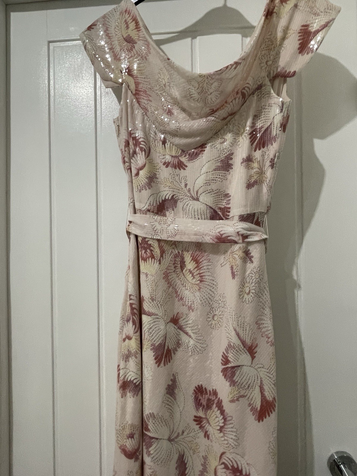£350 Ted Baker Ninia Belted Floral Midaxi Dress Cream / Pink UK 8 10 Size 1