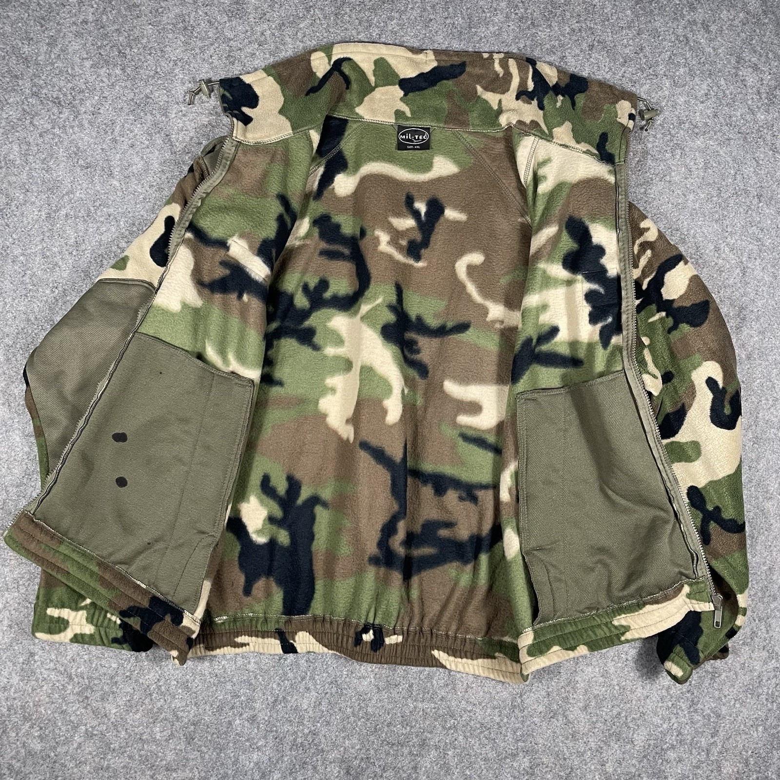 Mil-Tec By Strum Fleece Jacket Mens 2XL Camo Military Winter Full Zip Vintage