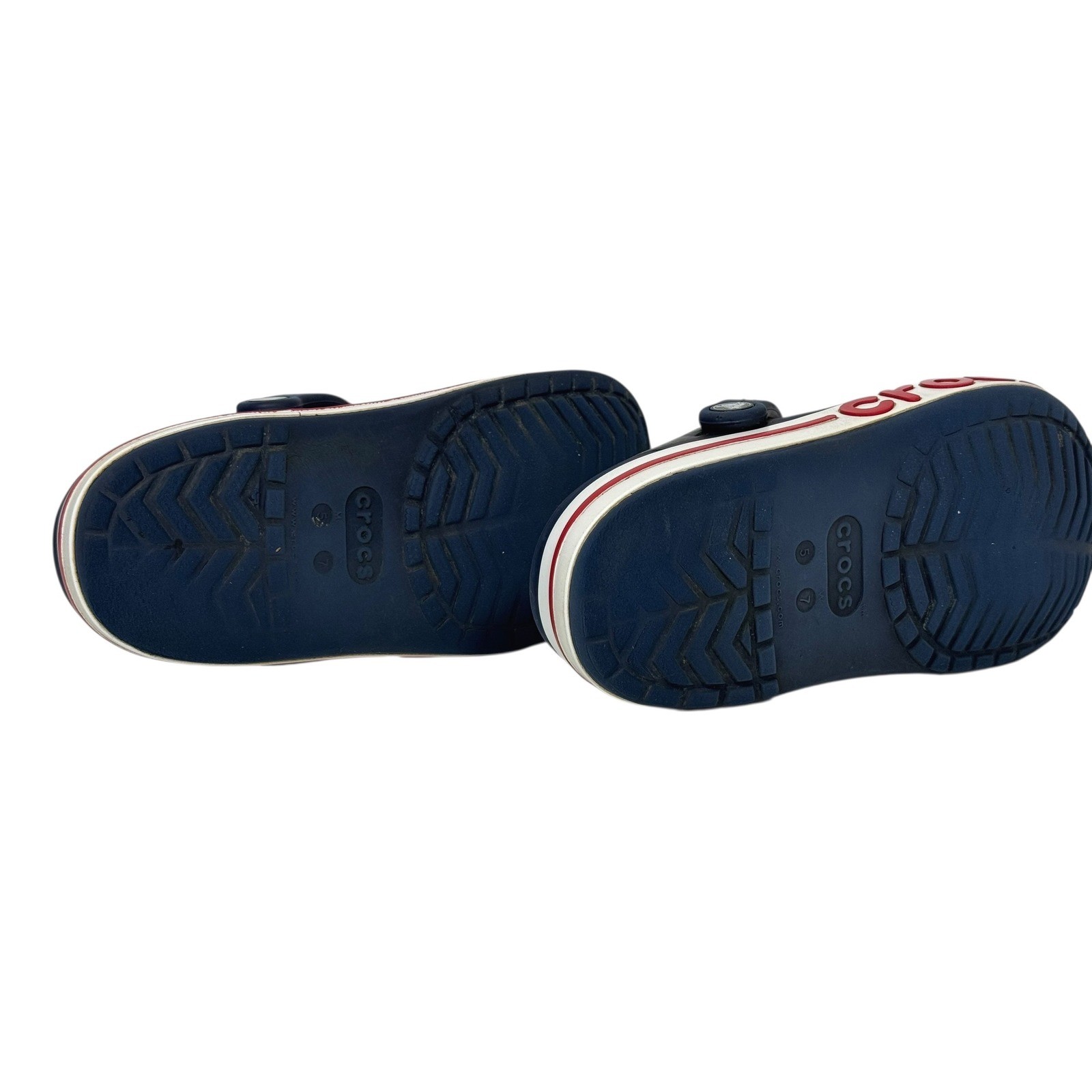 Crocs Bayaband Clogs Navy Blue White Red Mens 5 Womens 7 Unisex Slip On Shoes