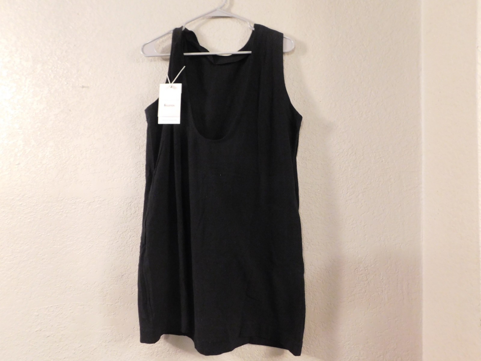 Large New-Linen (Large) Mini Backless Dress with Pockets, A Line Cotton Open Bac