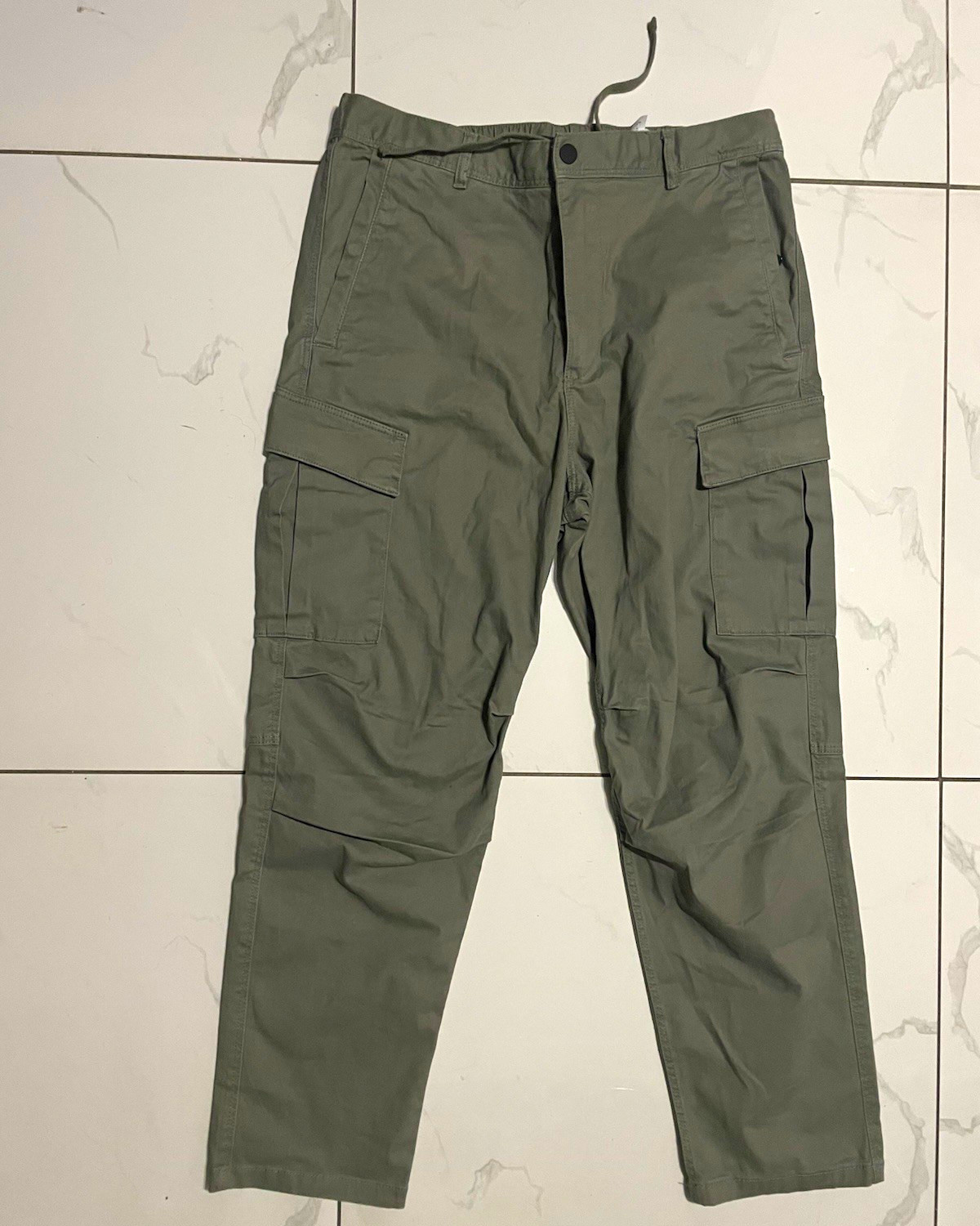 H&M Men’s Green Cotton Cargo Pants L 34″ Waist Solid Cargo Pockets New w/ Tags