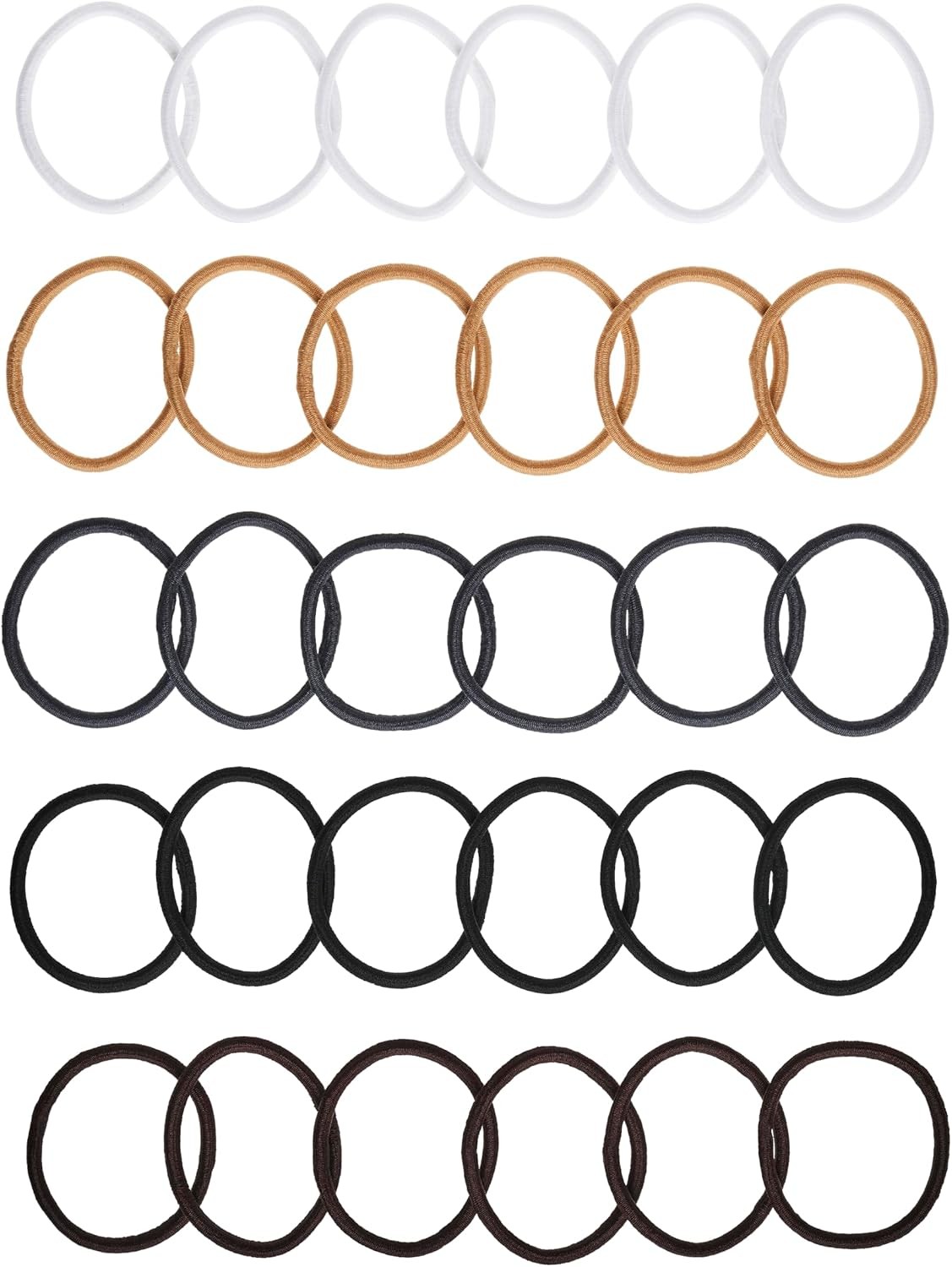 Goody Ouchless Elastic Hair Ties – 30 Ct, Assorted Neutral, 4MM Rubber Bands for