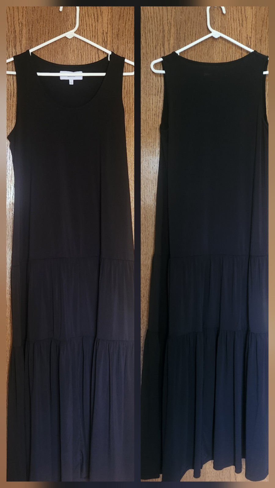 TEXTILE Elizabeth and James Sleeveless Black Boho Tiered Maxi Dress Sz Large