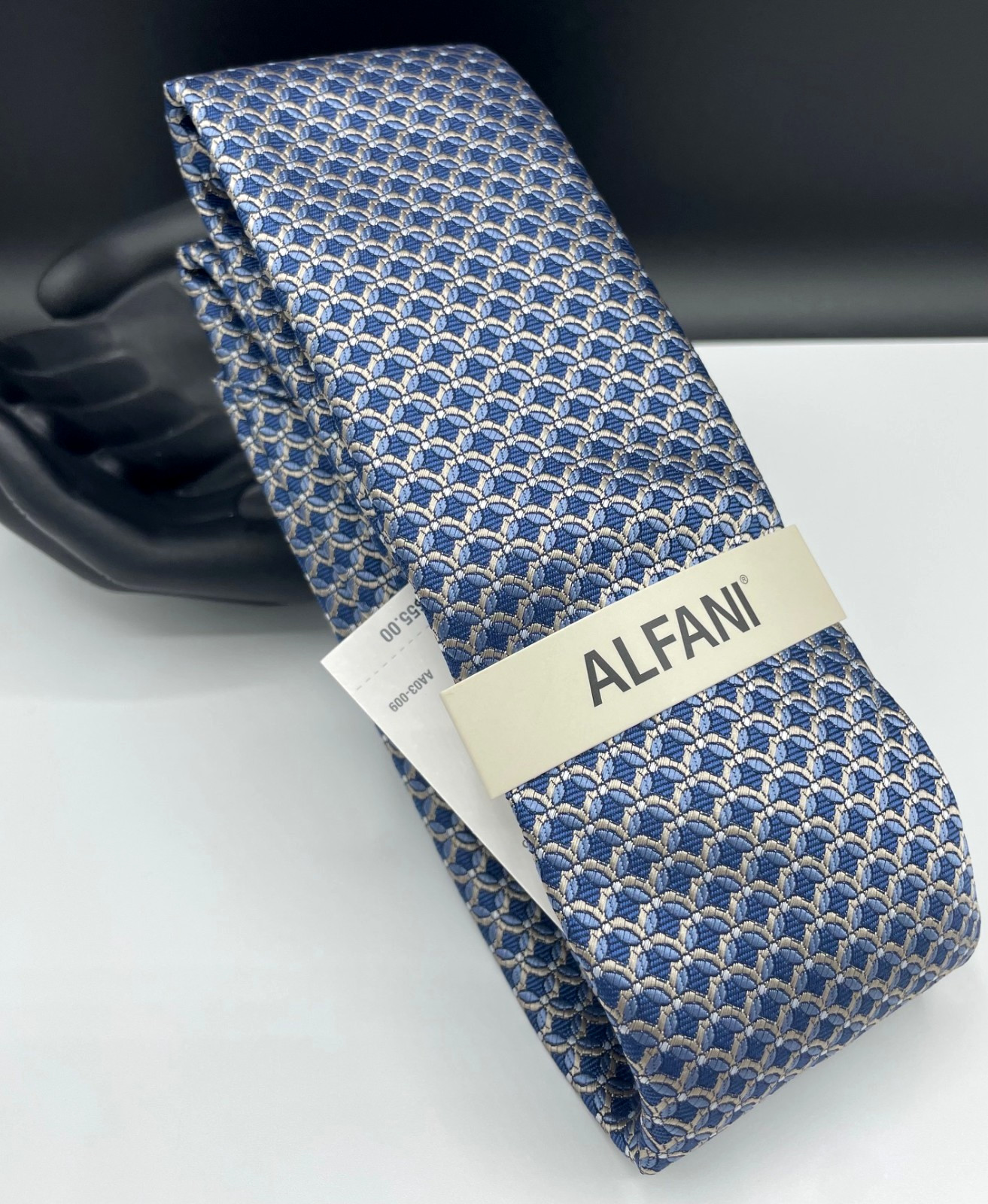 ALFANI Men’s 100% Polyester Tie ~ Dark Navy ~ Chelan Neat ~ NEW MSRP: $55.