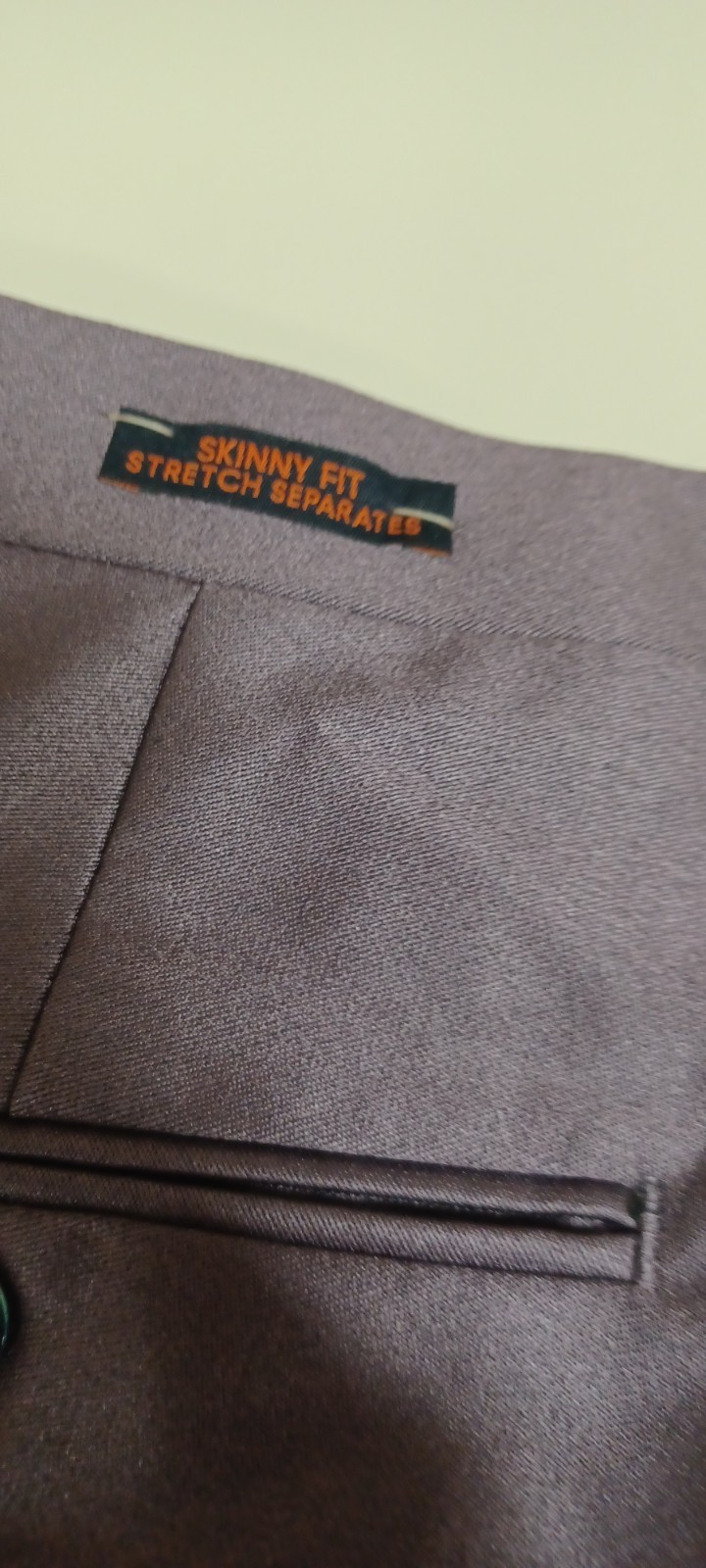 Egara Suit Separates Flat Front Skinny Fit Dress Pants, Slacks. Purple, 40X30.