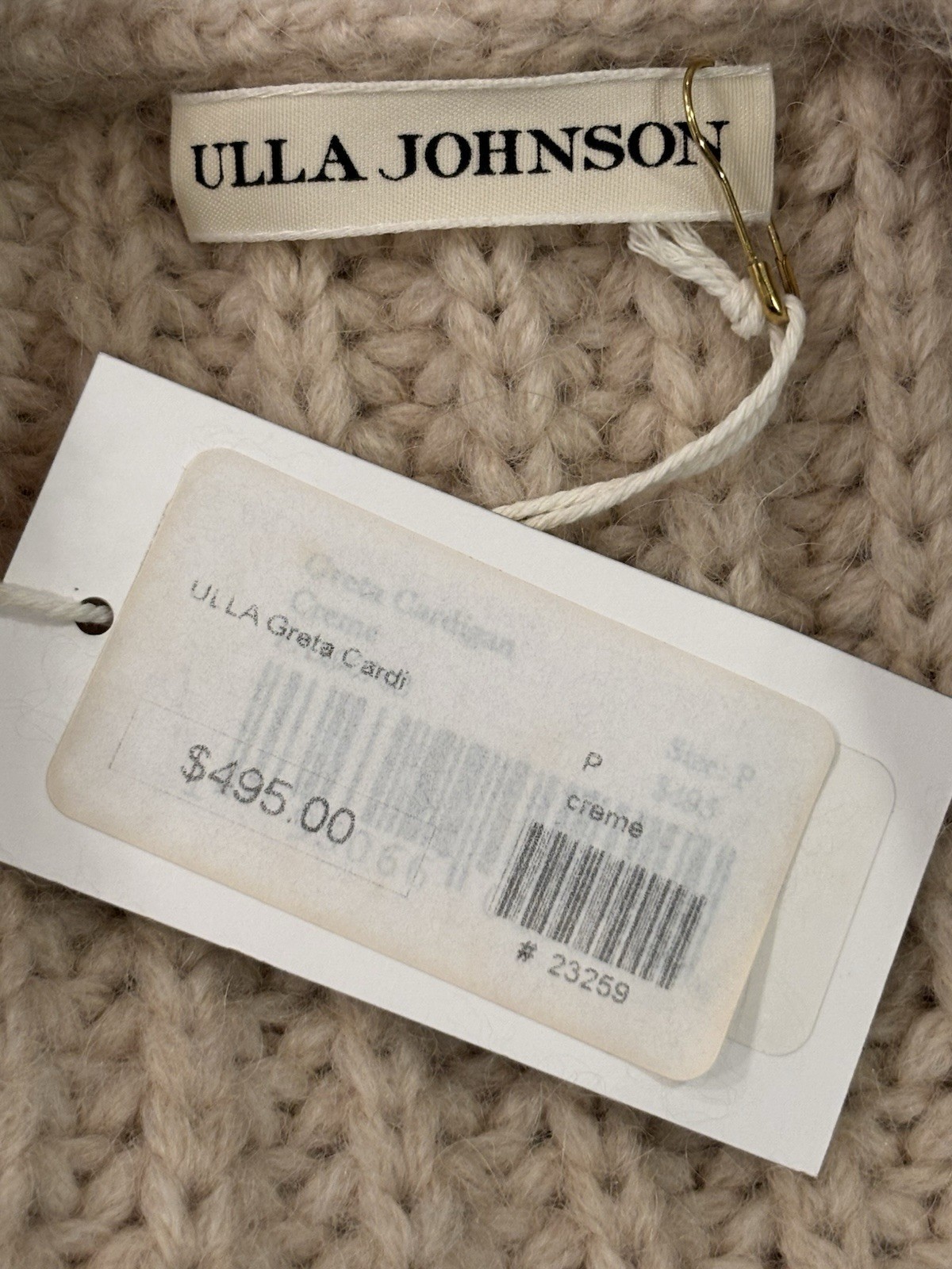 Ulla Johnson Greta Alpaca Creme Cardigan Sweater US Sz 0 New W/Tag Ret $495.