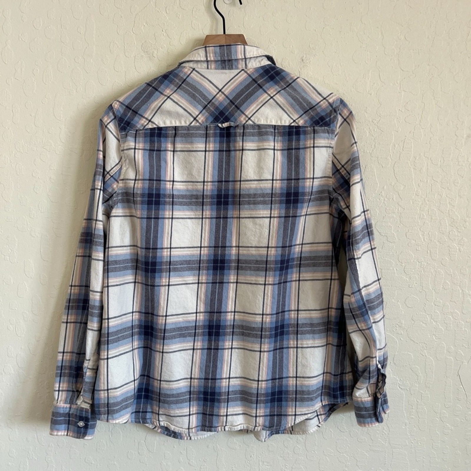 Boden The Relaxed Weekend Shirt Long Sleeve Button Down Flannel US 12 Blue Plaid