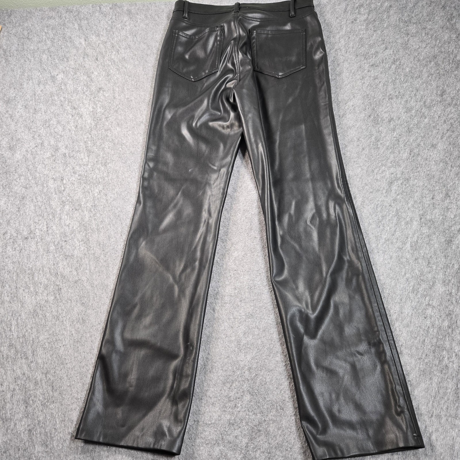 7 For All Mankind Bootcut Jeans Womens 30 Black High Rise Faux Leather Denim