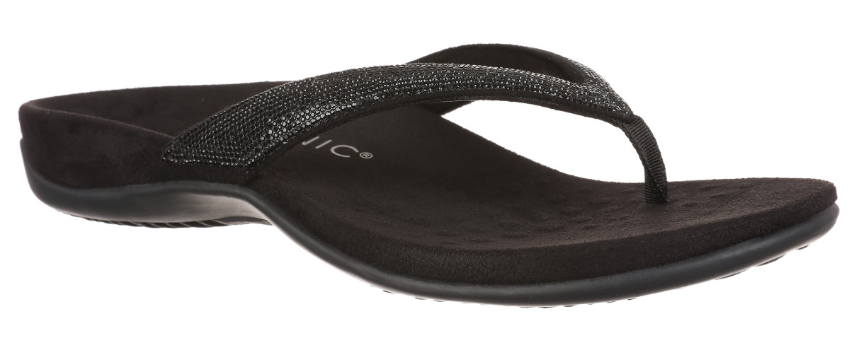 Vionic Dillon Shine Toe Post Rhinestone Black Sandal Women’s sizes 5-11/NEW!!!
