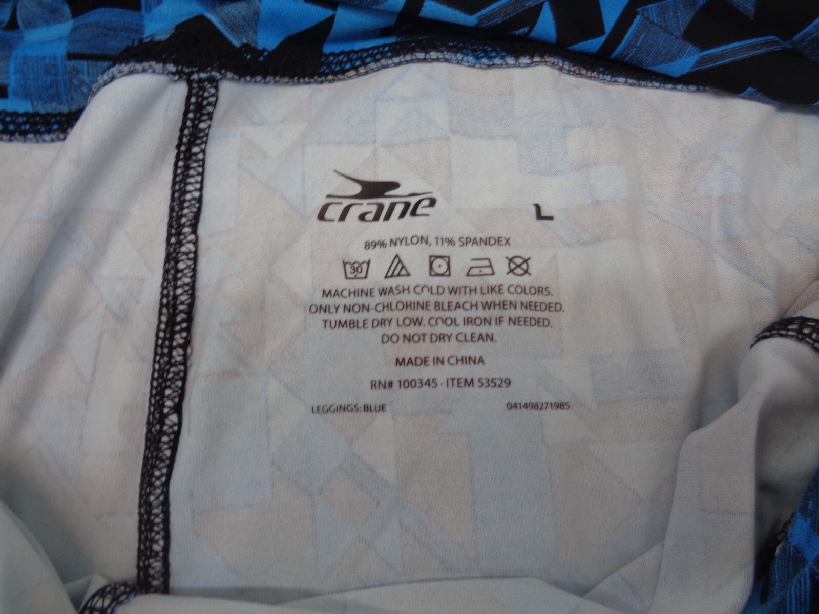 Crane Spandex Pants Women Large Blue / Black Design Active Spandex pants