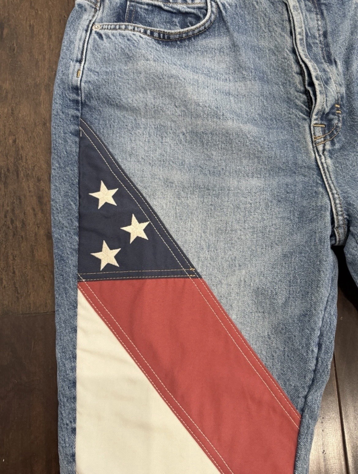 We The Free Betsy Flare Jeans Size 32 USA Flag Stars & Stripes