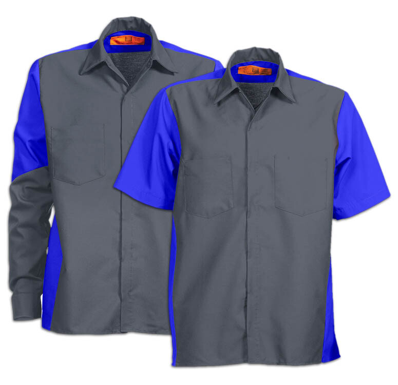Mechanic Work Shirts Two Tone Motorsport 2 Pocket Industrial Uniform Clothes