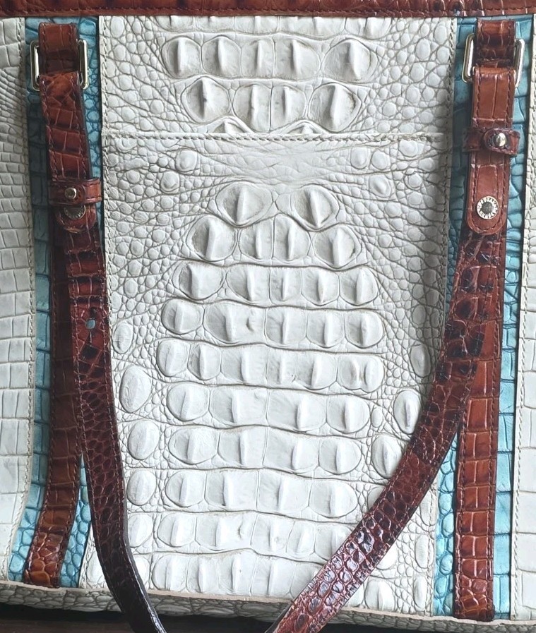 Brahmin Medium Asher Tote Coconut Soraya Melbourne Leather Rare Crocodile White