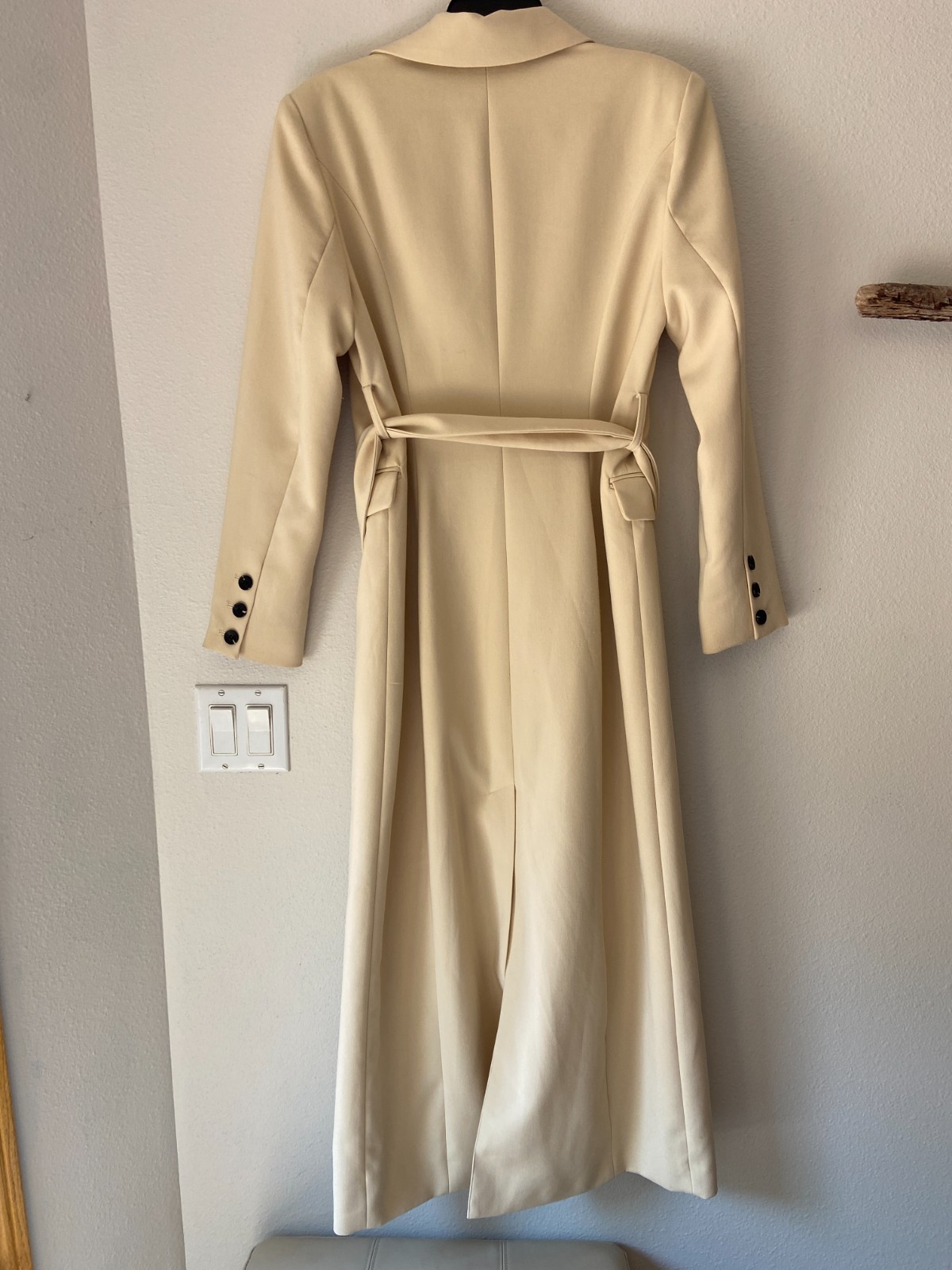 Avec Les Filles Modern Cutaway Belted Long Trench Coat Womens Size M