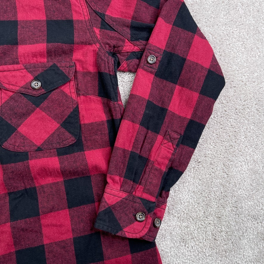 Five Brother Womens Shirt Medium Red Black Buffalo Plaid Heavy Flannel Tunic