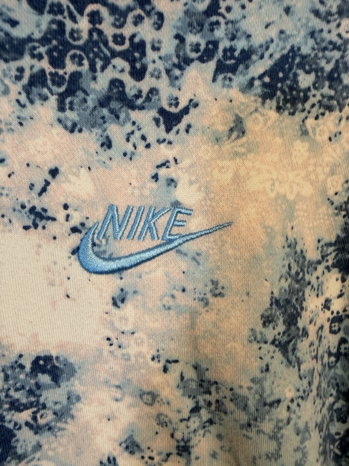 Nike Men’s Tie-Dye Pullover Hoodie w/ Drawstring Hood Blue White Pink S