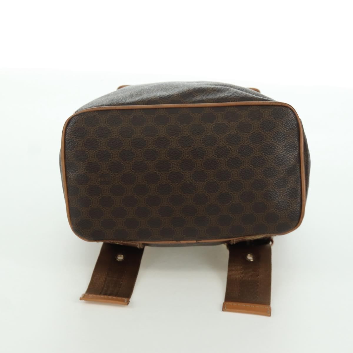 CELINE Macadam Canvas Backpack PVC Leather Brown Gold Auth am11186A