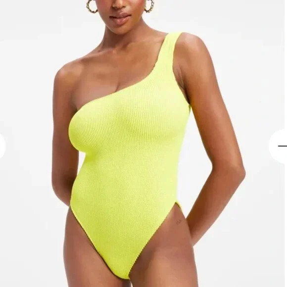 Good American Always Fits one shoulder one piece in Electric Yellow sz 3/4 L-XL