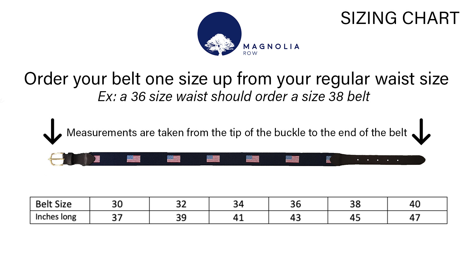 USA Needlepoint Belt – American Flag – Magnolia Row