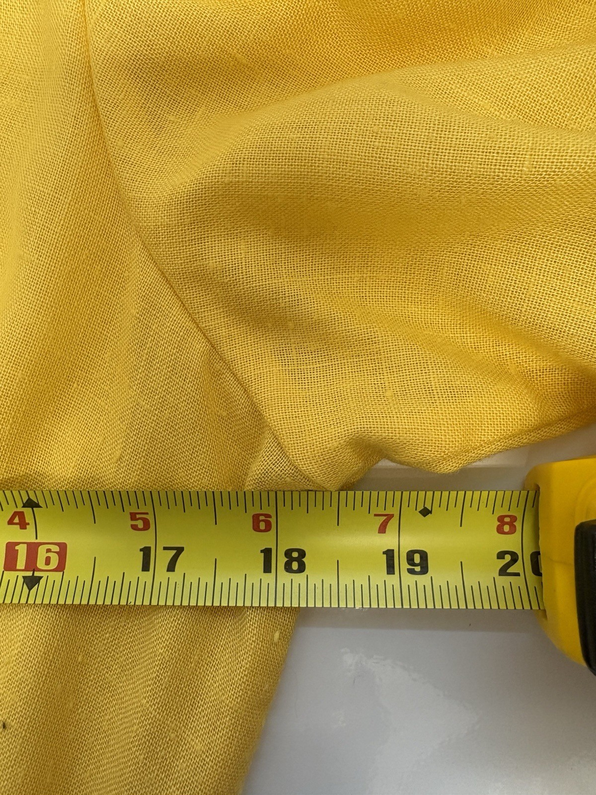 Breli Yellow Linen V-Neck Button Front Belted Puff Sleeve A-Line Dress S