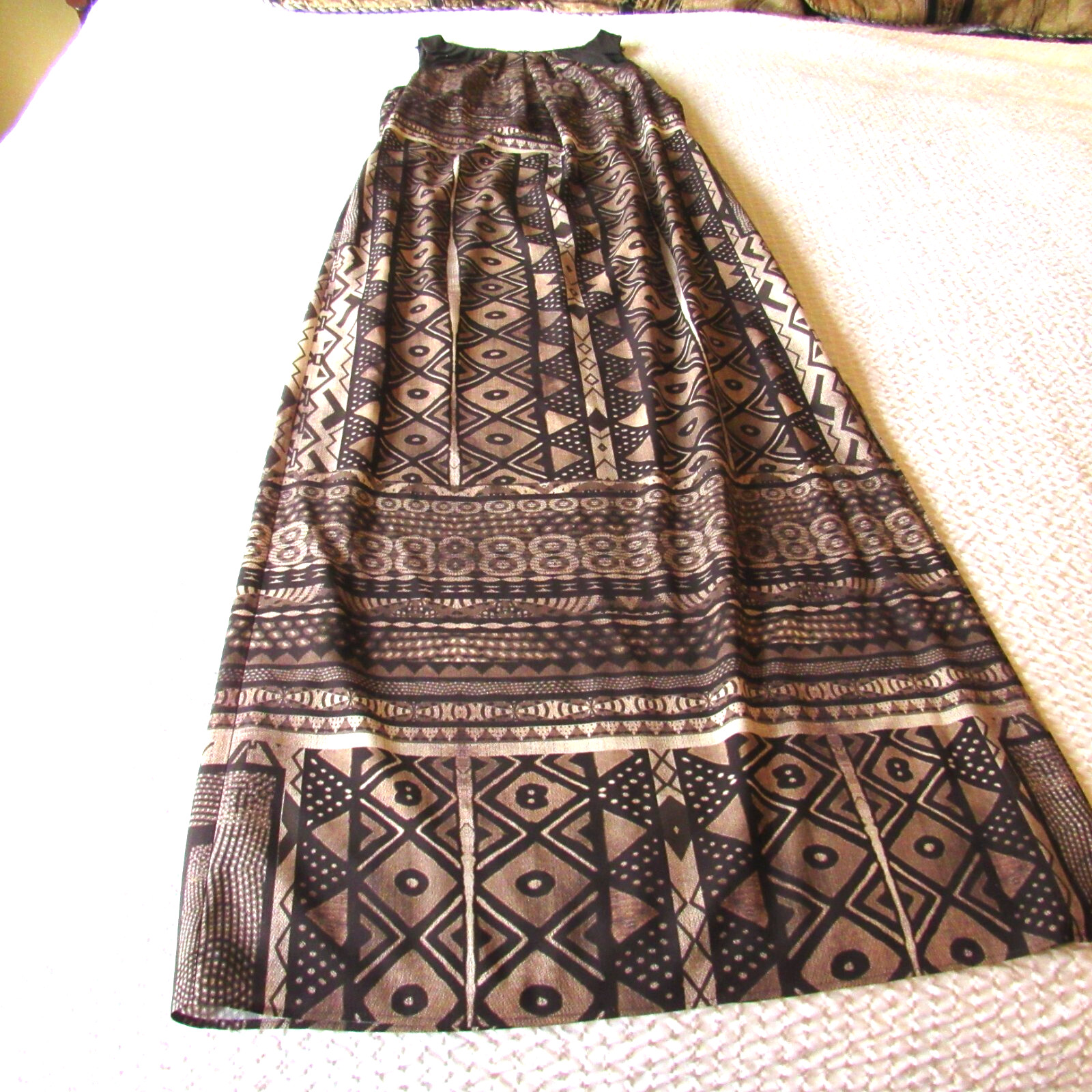 Sexy High Side Slit Dress 6 Black Brown Khaki Cream Geometric Worth Long Maxi
