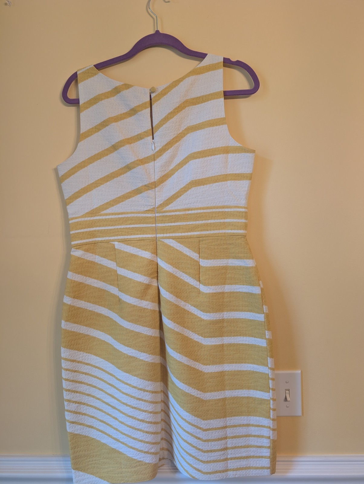 The Limited Yellow & Beige Striped Sleeveless Summer Dress Women’s Size 12,EUC