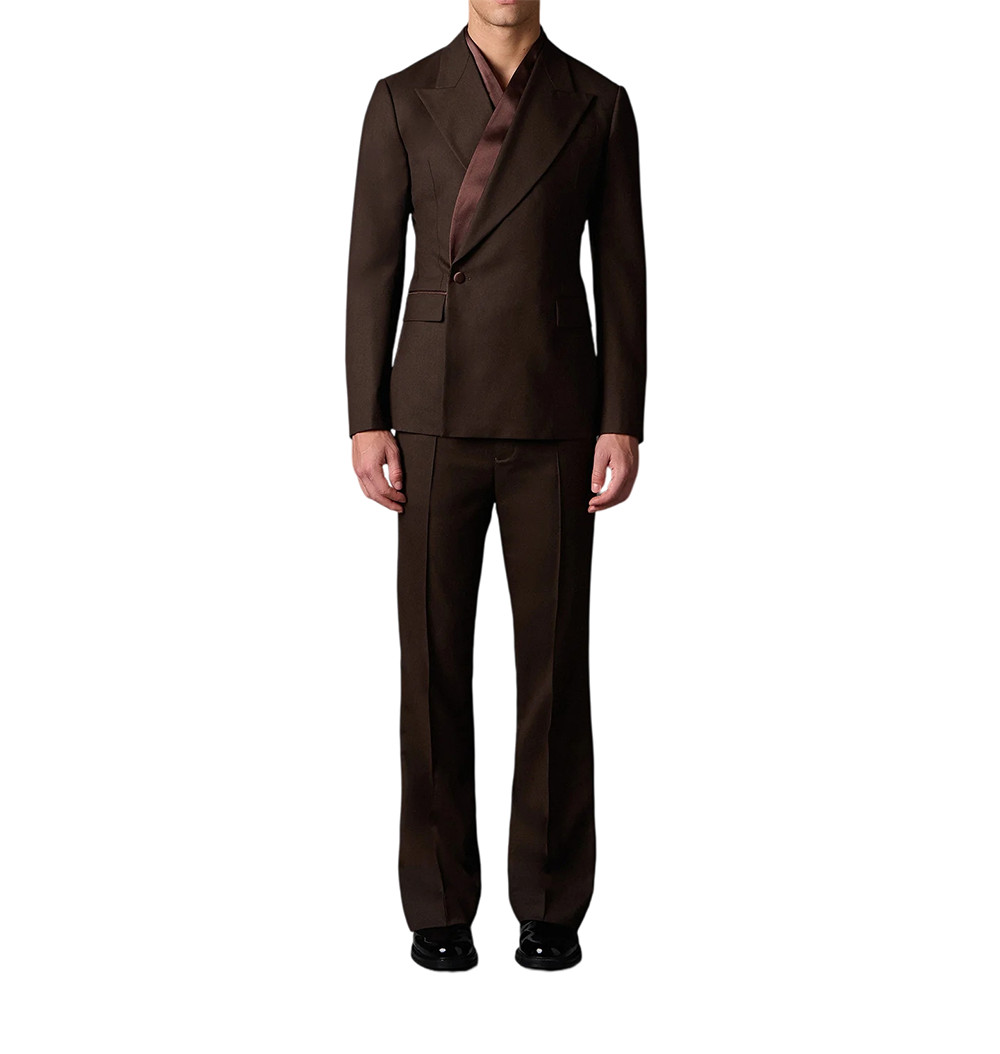 Men Suits Jackets Pants Slim Fit Formal Peak Lapel Groom Cocktail Street Wear