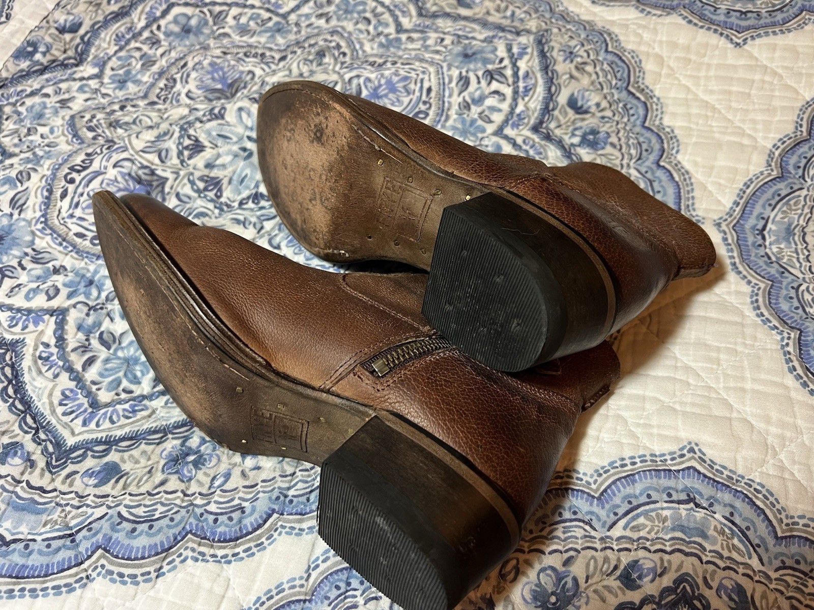 Frye Women’s Brown Leather Ankle High Boots Size 6.5, Made In Mexico