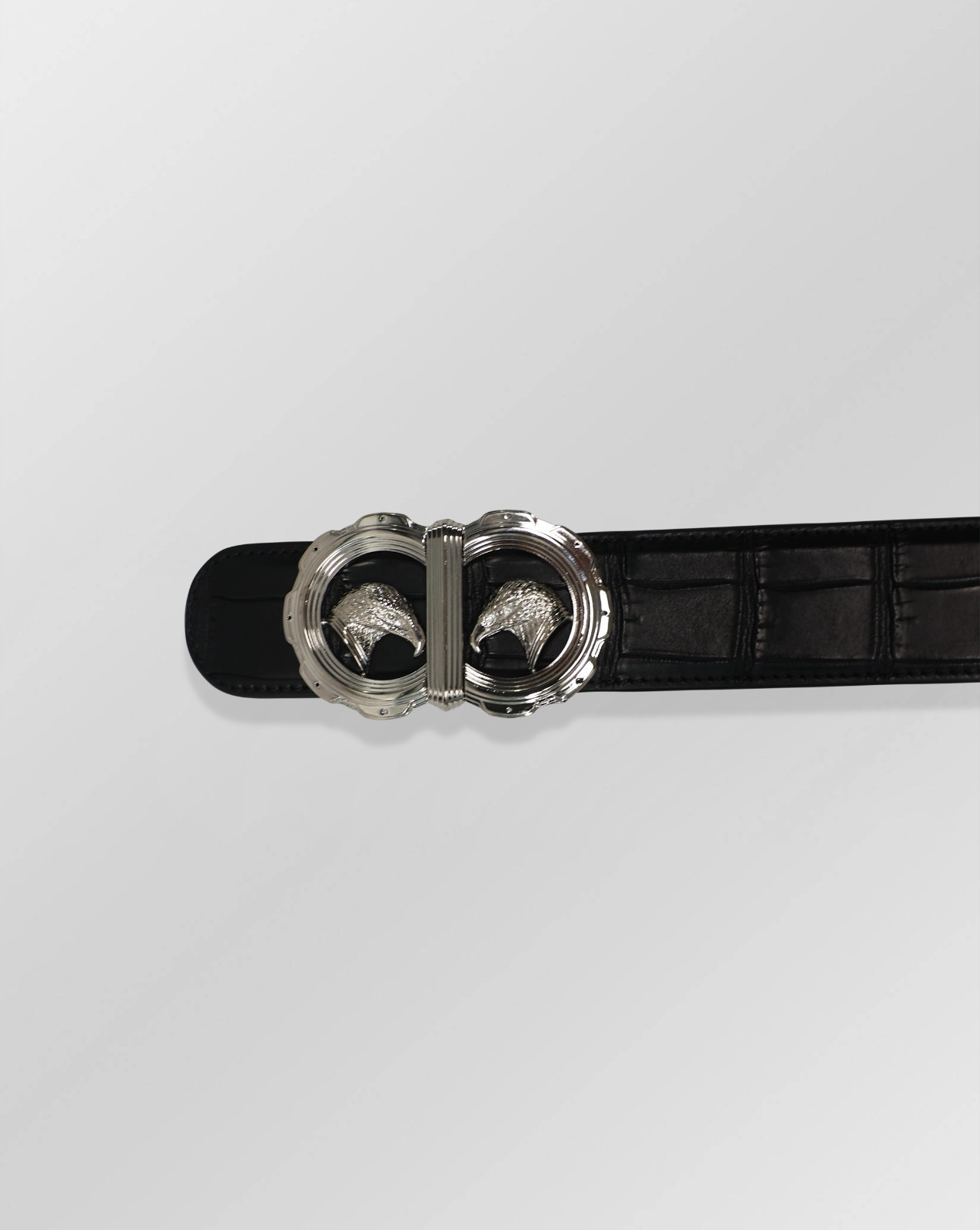 NEW STEFANO RICCI CROCODILE LEATHER $2,800 BLACK LUXURY DRESS BELT SZ:45.3 IN
