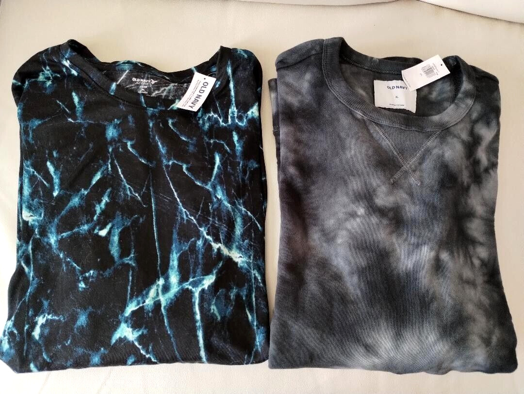 OLD NAVY Gender Neutral Tie-Dye Sweatshirt & ON Active Tie-Dye L/S Tee-SZ XL!!
