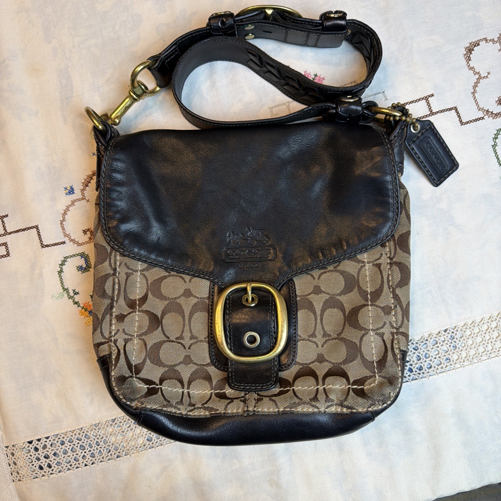 Coach Bleecker Legacy Signature C Buckle Flap Shoulder Bag