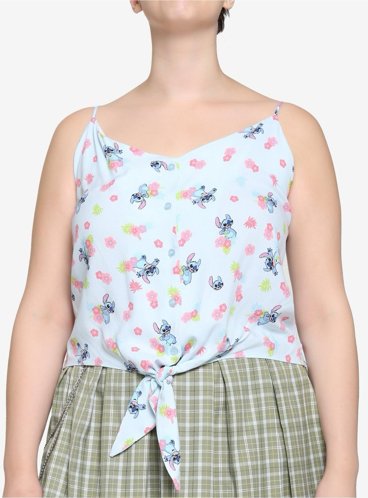 Disney Lilo and Stitch Floral Tie Front Tank – Blue and Pink Girls Plus Size 3