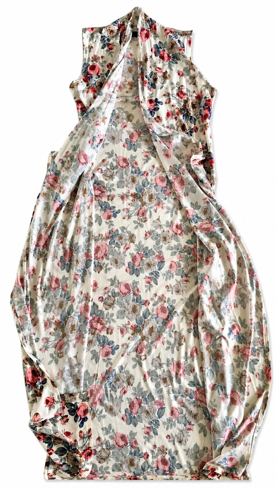 Ivory Pink Blue Green Chiffon Halter Floral Sheer Tie Maxi Dress One Size