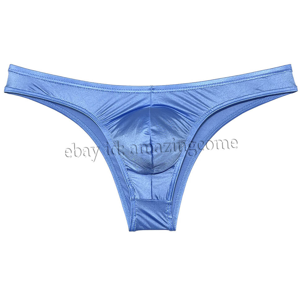 Sex Men Silk Glossy Bikini Briefs Male Cheek Underwear 1/2 Hip Coverage Swimsuit