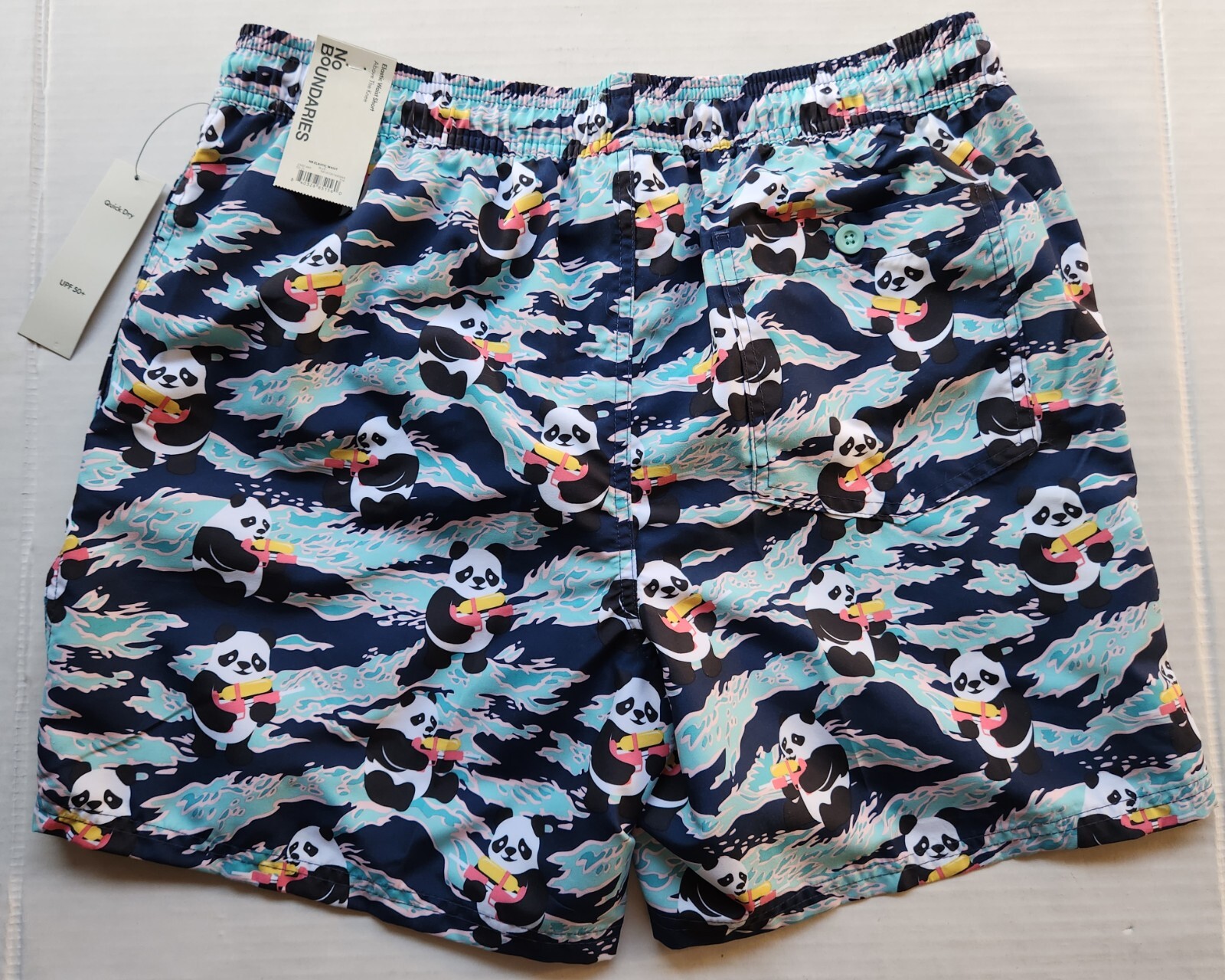 No Boundaries Men’s Apparel Panda Elastic Waist Shorts – Size: Medium (32-34)