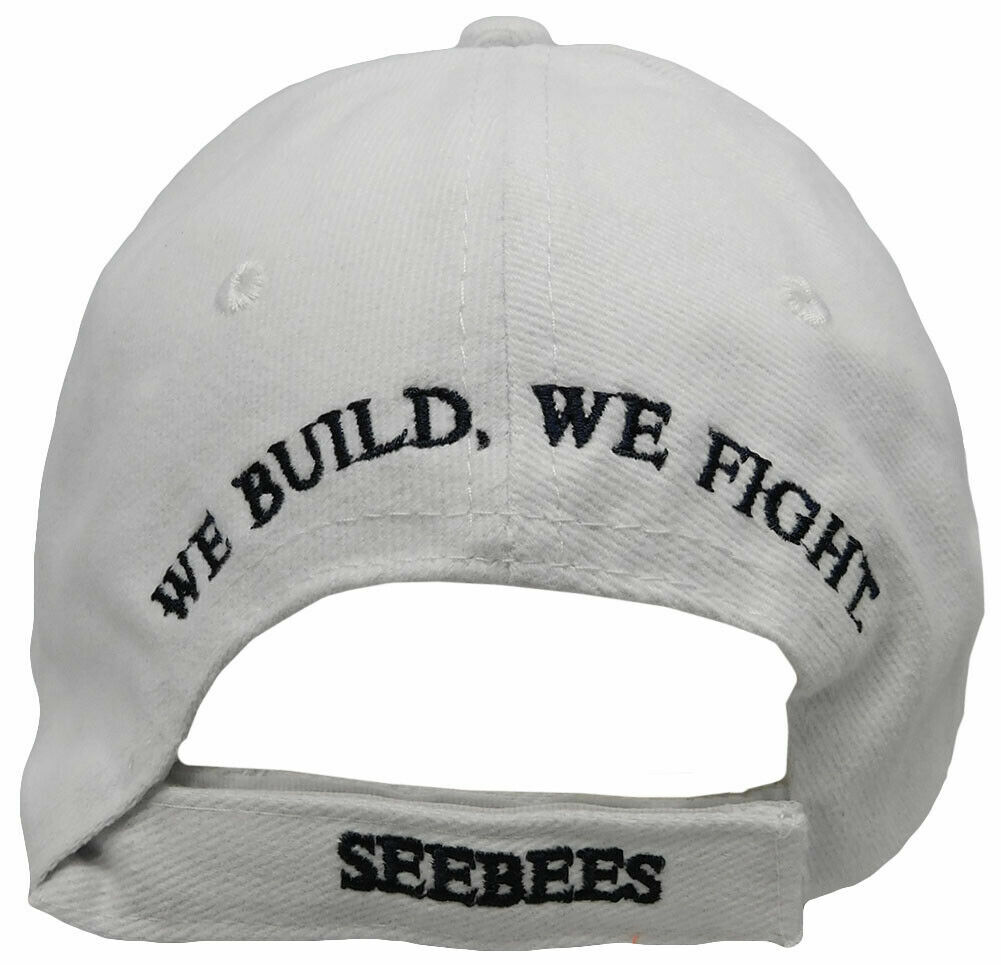 Embroidered Military White Navy Seabees Embroidered Baseball Hat Cap (RUF)