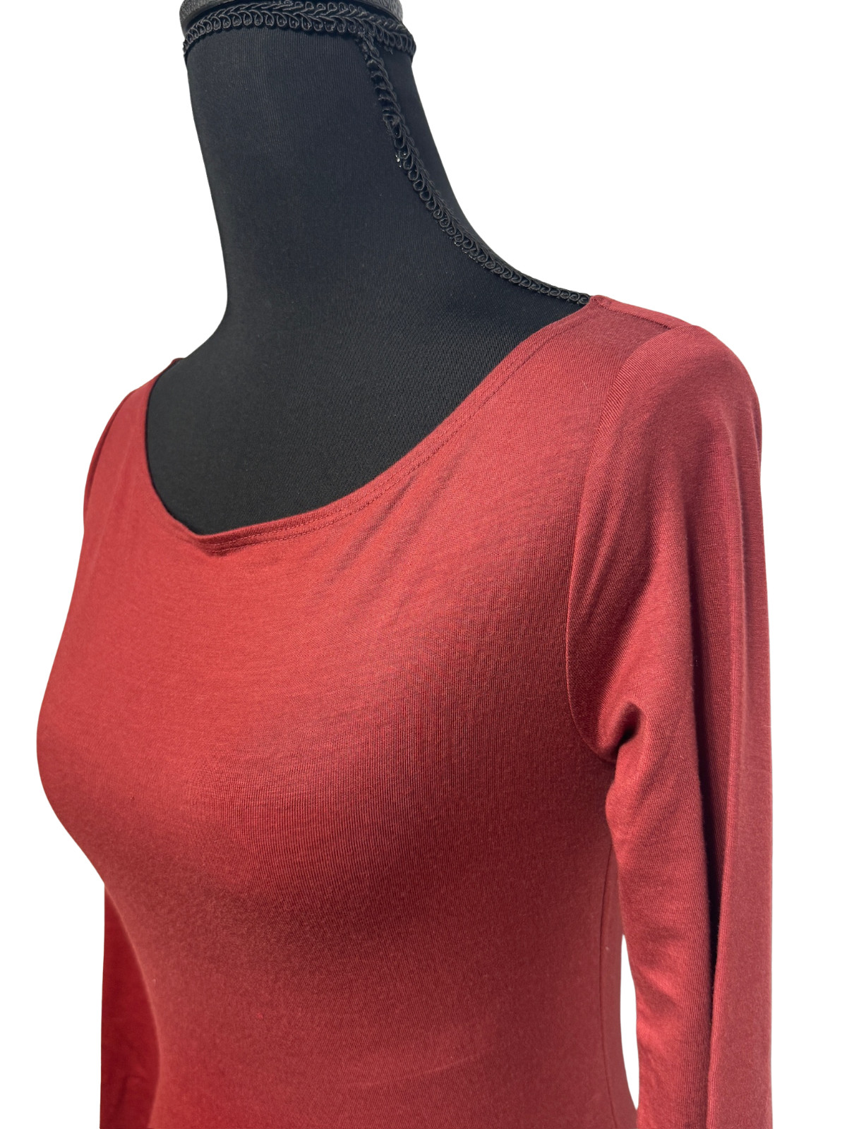 Reformation Wiley Knit Top XS Wine Red Long Sleeve Scoop Neck NWT