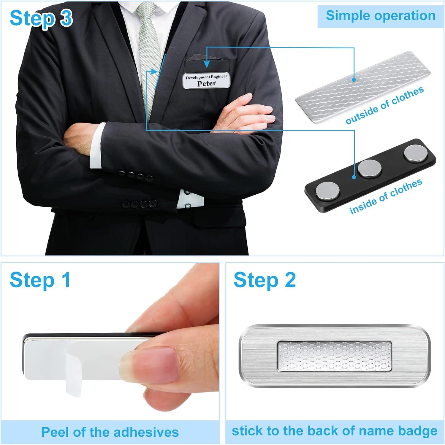 Magnetic Name Badge Backing – Name Tag Faster with Adhesive Magnet Holder Sets