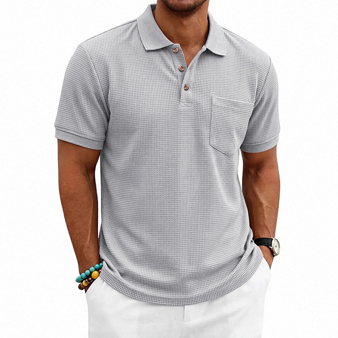 Versatile Waffle Knit Polo Shirt For Commute & Daily Casual