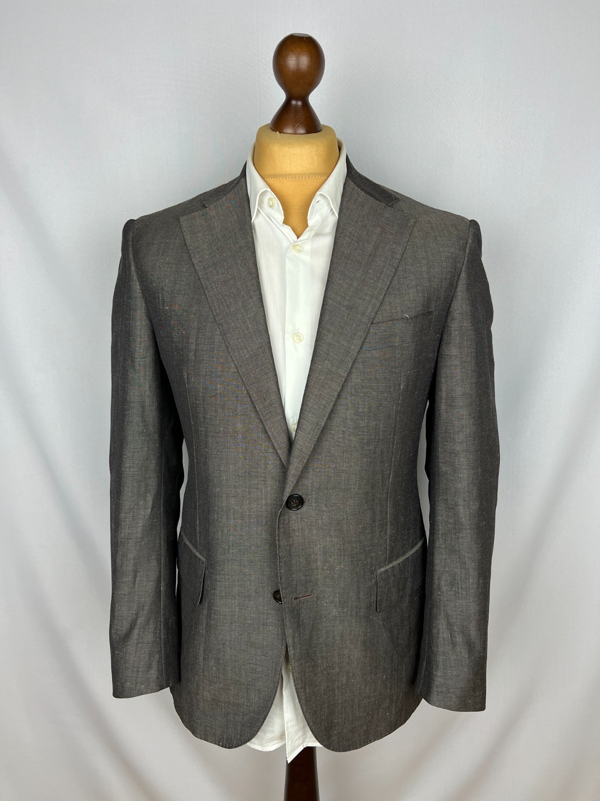 CORNELIANI First Line Solid Brown-Gray LinenWool Modern Sport Coat 38US48IT