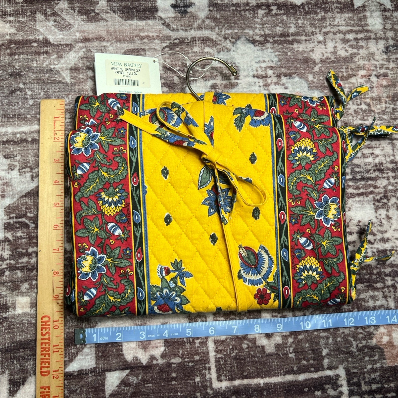 Vera Bradley 100% Cotton Feminine Floral French Yellow Hanging Organizer USA